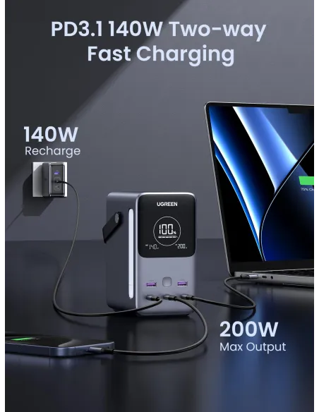 UGREEN 25286 Power Bank 300W 48000mAh para portátil USB-C
