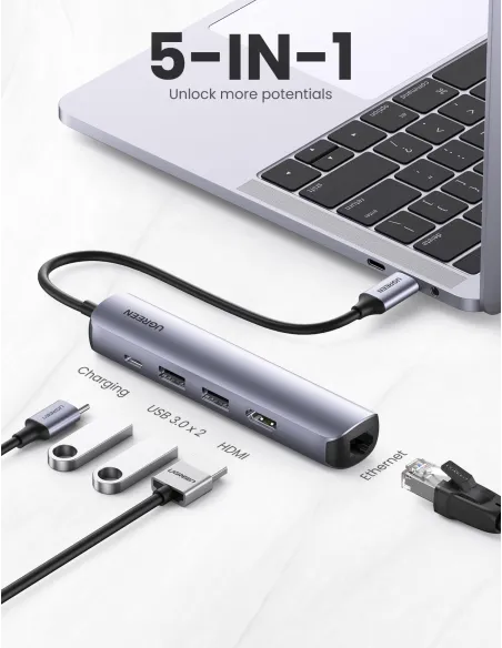 Replicador de puertos USB-C Ugreen 10919 con Ethernet