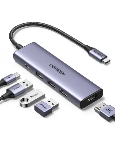 Hub USB-C Ugreen 15596 con HDMI 4K y carga PD