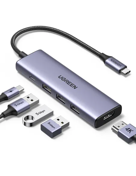 Hub USB-C Ugreen 15596 con HDMI 4K y carga PD