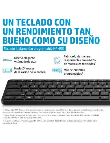 Teclado inalámbrico HP 455 con 20 teclas programables