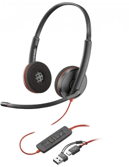 HP Poly Blackwire 3220 Negro estéreo USB-C + adaptador USB-C/A (paquete)