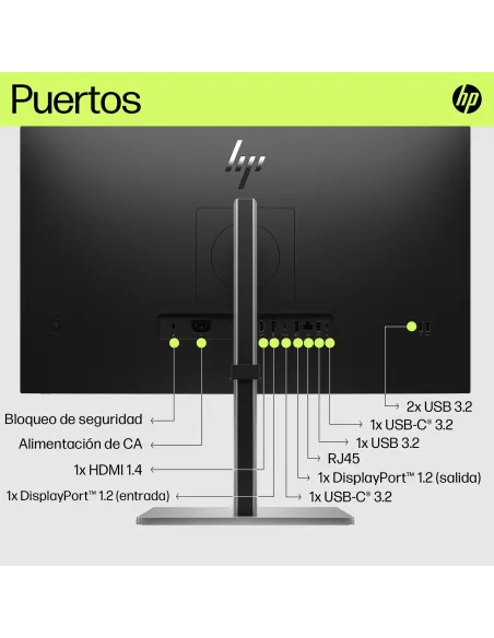 Monitor QHD USB-C HP E27u G5 27" con RJ-45