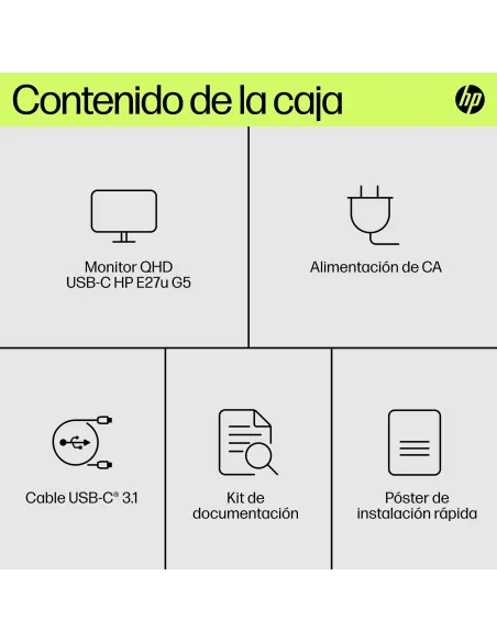 Monitor QHD USB-C HP E27u G5 27" con RJ-45