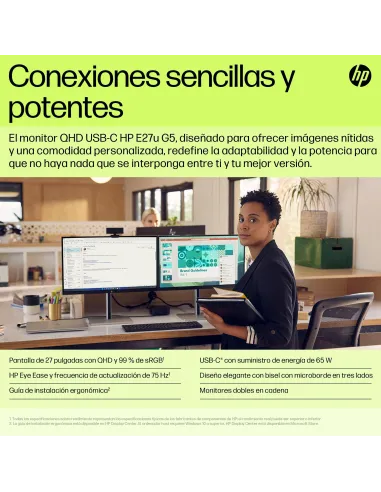 Monitor QHD USB-C HP E27u G5 27" con RJ-45