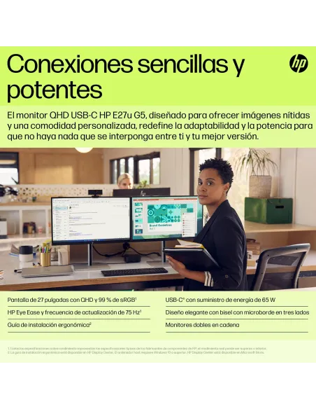 Monitor QHD USB-C HP E27u G5 27" con RJ-45