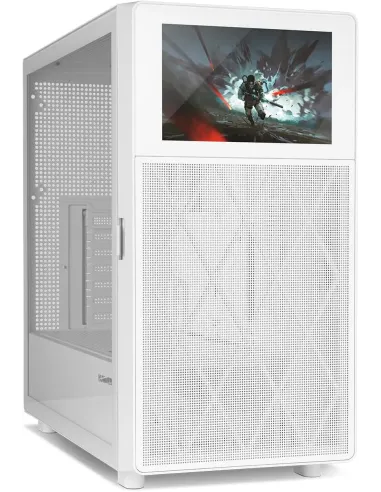 NOX Hummer BIOS Blanca Cristal Templado USB 3.2 Semitorre ATX , M-ATX , ITX y Pantalla LCD 8 Personalizable