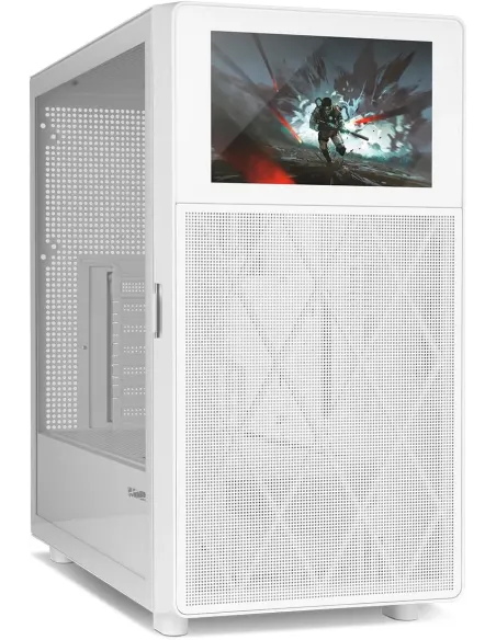 NOX Hummer BIOS Blanca Cristal Templado USB 3.2 Semitorre ATX , M-ATX , ITX y Pantalla LCD 8 Personalizable