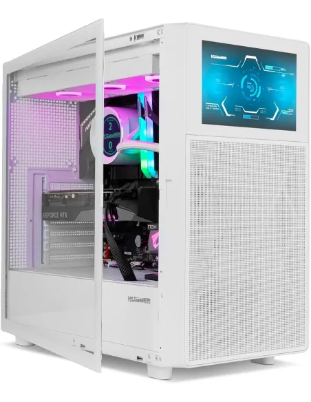 Caja PC semitorre NOX Hummer BIOS Blanca con pantalla LCD 8"