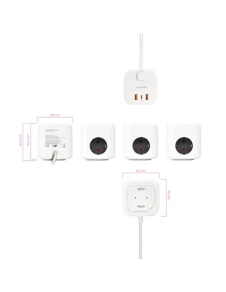 Nanocable 10.37.0011 Base 3 enchufes + 3 USB GaN PD 20W