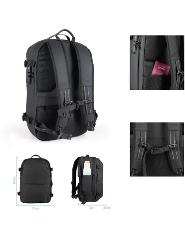 Mochila de viaje TooQ TQBP-V101-BK con compresión