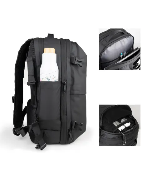Mochila de viaje TooQ TQBP-V101-BK con compresión