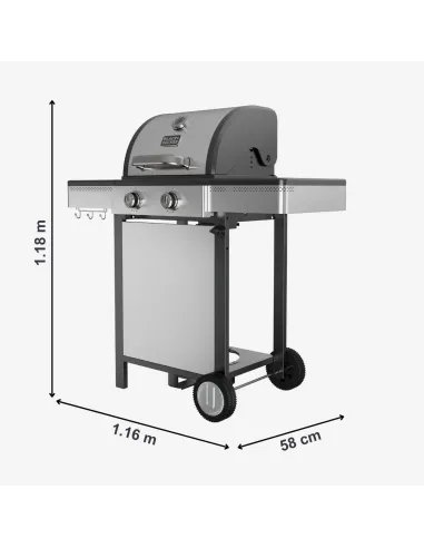 Barbacoa de Gas  2 Quemadores Black+Decker BXOG7200E