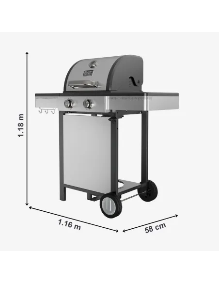 Barbacoa de Gas  2 Quemadores Black+Decker BXOG7200E