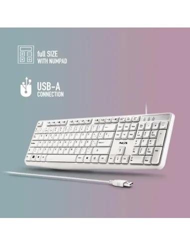 NGS Heritage: teclado USB blanco con 12 teclas multimedia