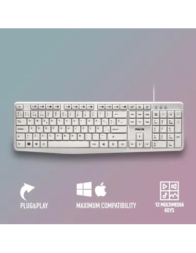 NGS Heritage: teclado USB blanco con 12 teclas multimedia