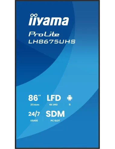 Pantalla de señalización iiyama LH8675UHS-B2AG 86" 4K