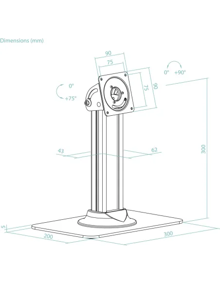 Soporte de mesa Antirrobo TooQ TQATC2601-B para tablet VESA