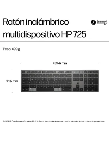HP 725 teclado multidispositivo con carga en 3 min