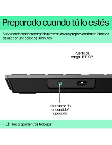HP 725 teclado multidispositivo con carga en 3 min