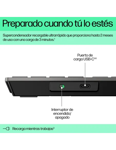 HP 725 teclado multidispositivo con carga en 3 min