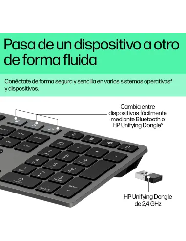 HP 725 teclado multidispositivo con carga en 3 min