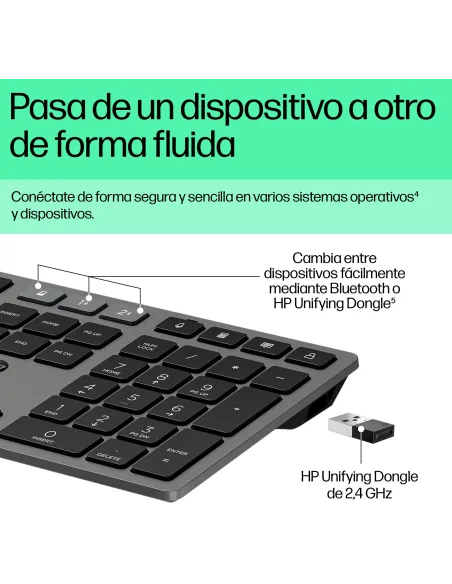 HP 725 teclado multidispositivo con carga en 3 min
