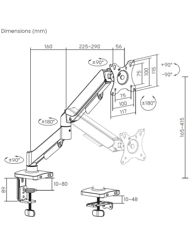 Brazo de Mesa AISENS DT32TSR-355 17"-32" VESA hasta 9 kg