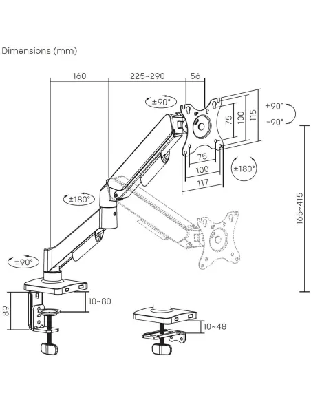 Brazo de Mesa AISENS DT32TSR-355 17"-32" VESA hasta 9 kg