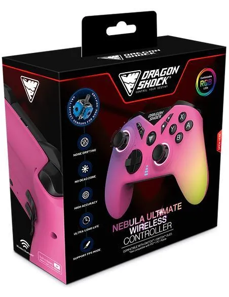 DragonShock Nebula Ultimate Pro Mando Inalámbrico para Nintendo Switch Rosa