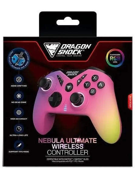 DragonShock Nebula Ultimate Pro Mando Inalámbrico para Nintendo Switch Rosa