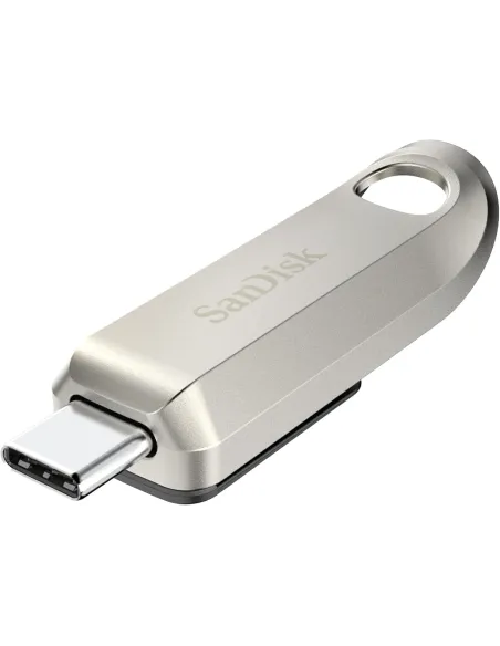 SanDisk Ultra Luxe 256 GB Plata Pendrive USB-C 3.2 Gen 1 Velocidad de lectura hasta 400 MB/s y Conector Retráctil