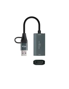 NANOCABLE 10.15.0001 Capturadora de Video/Audio HDMI 4K/30HZ USB-C/USB-A Gris-ADAP65279