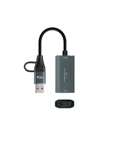 NANOCABLE 10.15.0001 Capturadora de Video-Audio HDMI 4K-30HZ USB-C-USB-A Gris