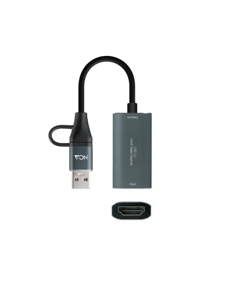 NANOCABLE 10.15.0001 Capturadora de Video-Audio HDMI 4K-30HZ USB-C-USB-A Gris