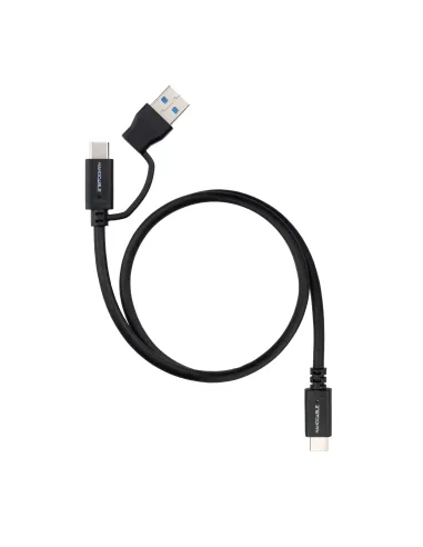 Nanocable 10.01.4801 Cable USB-C 3.2 Gen2 de 10 Gbps y 60 W, 4K/60 Hz, USB-C + USB-A/M a USB-C/M 1M Negro