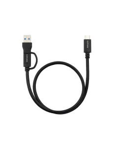 Nanocable 10.01.4802 Cable USB-C 3.2 Gen2 10Gbp 60W, 4K/60Hz, USB-C+USB-A/M-USB-C/M 2M Negro-CABL65277