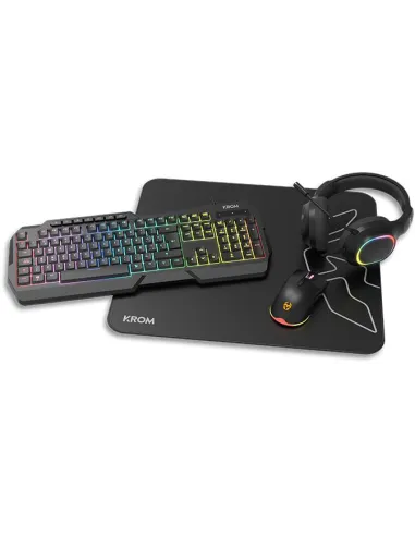 KROM Kenta RGB Negro Combo Gaming 4 en 1