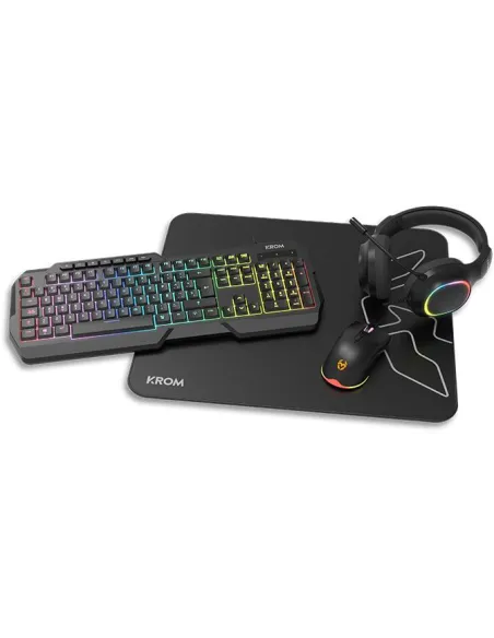 KROM Kenta RGB Negro Combo Gaming 4 en 1
