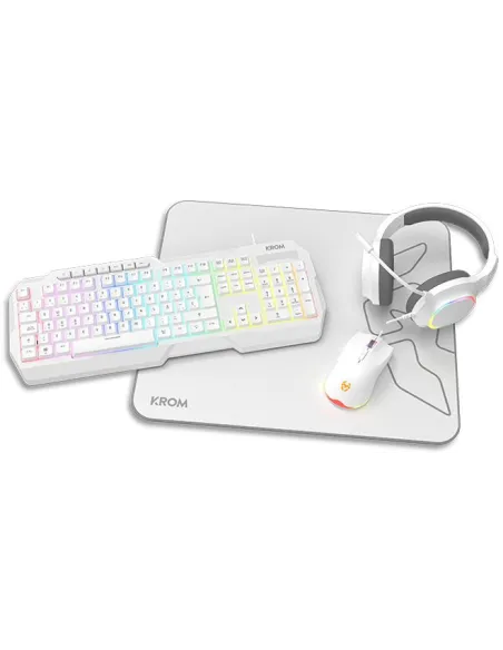 KROM KENTA PC Combo Gaming 4 en 1 RGB Blanco