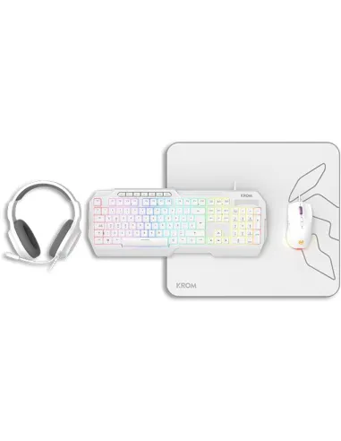 KROM Kenta combo gaming 4 en 1 RGB blanco para PC