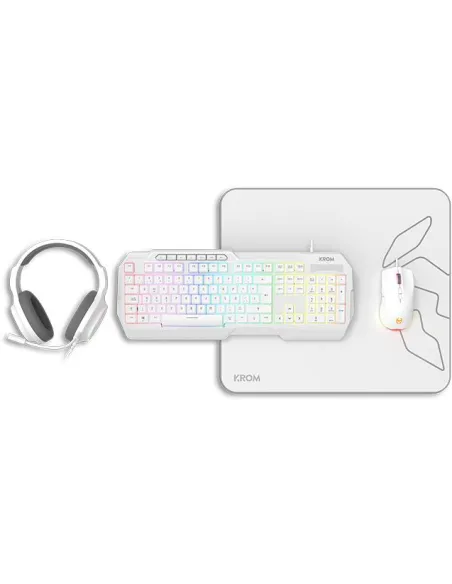 KROM Kenta combo gaming 4 en 1 RGB blanco para PC
