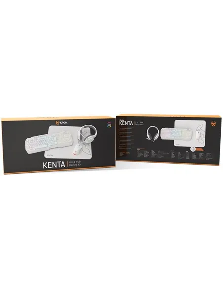 KROM Kenta combo gaming 4 en 1 RGB blanco para PC