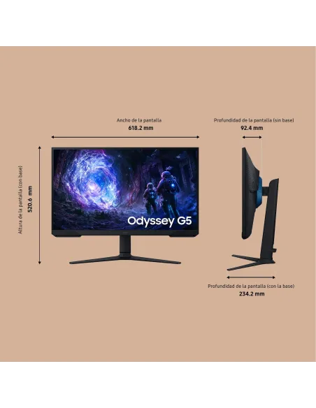 Monitor Samsung Odyssey G5 G51F 27" QHD 180 Hz plano