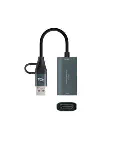 NANOCABLE 10.15.0001 Capturadora de Video/Audio HDMI 4K/30HZ USB-C/USB-A Gris-AISCCI0776