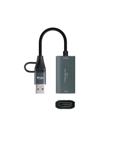 NANOCABLE 10.15.0001 Capturadora de Video-Audio HDMI 4K-30HZ USB-C-USB-A Gris
