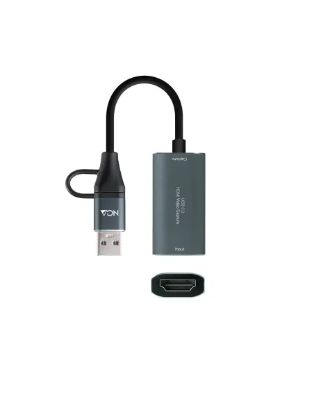 NANOCABLE 10.15.0001 Capturadora de Video-Audio HDMI 4K-30HZ USB-C-USB-A Gris