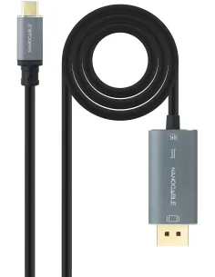 Nanocable 10.15.5022 Cable Conversor USB-C a DisplayPort 8K Bidireccional, USB-C/M – DP/M 2M Negro-AISCCI0777