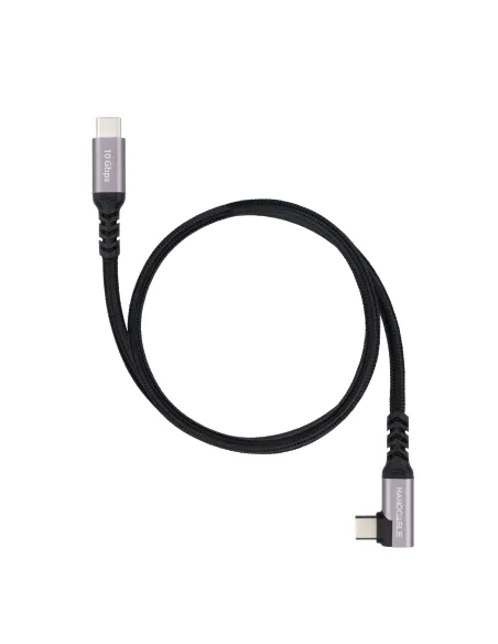 Nanocable 10.01.4702 Cable USB-C 3.2 Gen2 en ángulo, 10 Gbps, 100 W/5 A, 4K/60 Hz, USB-C macho a USB-C macho, negro, 2 m