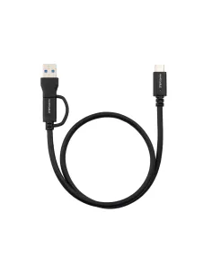 Nanocable 10.01.4802 Cable USB-C 3.2 Gen2 10Gbp 60W, 4K/60Hz, USB-C+USB-A/M-USB-C/M 2M Negro-APTAPC1253